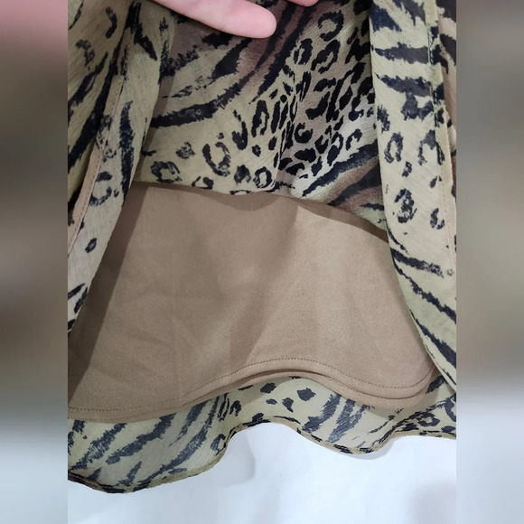 VTG Dress Barn Women's Skirt Set Size 10 Animal Print Chiffon Ruffle Hem Mobwife - Picture 2 of 10